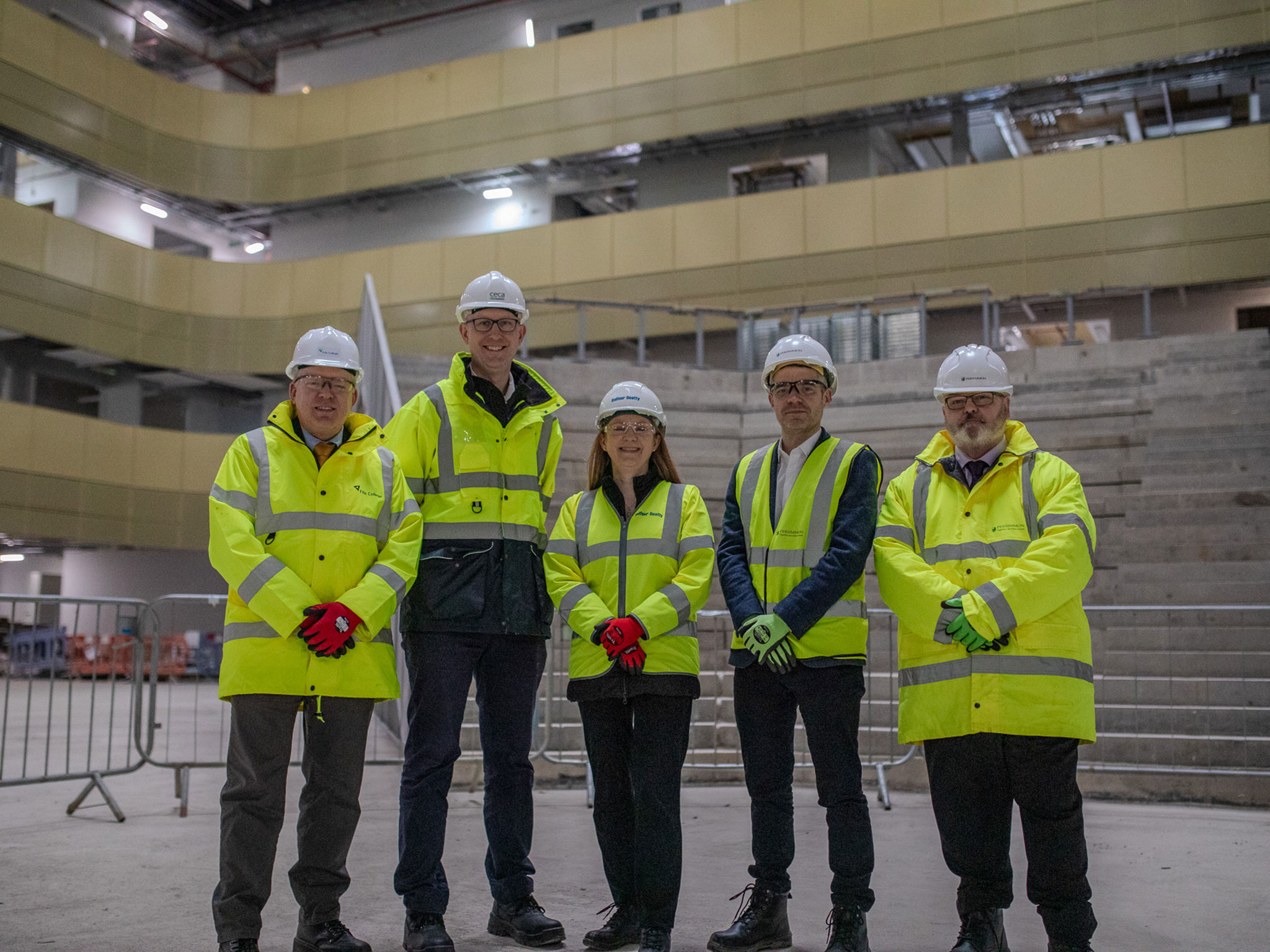 Shirley Anne Sommerville And Persimmon Homes Being Shown Around The New Fife College Campus In Dunfermline