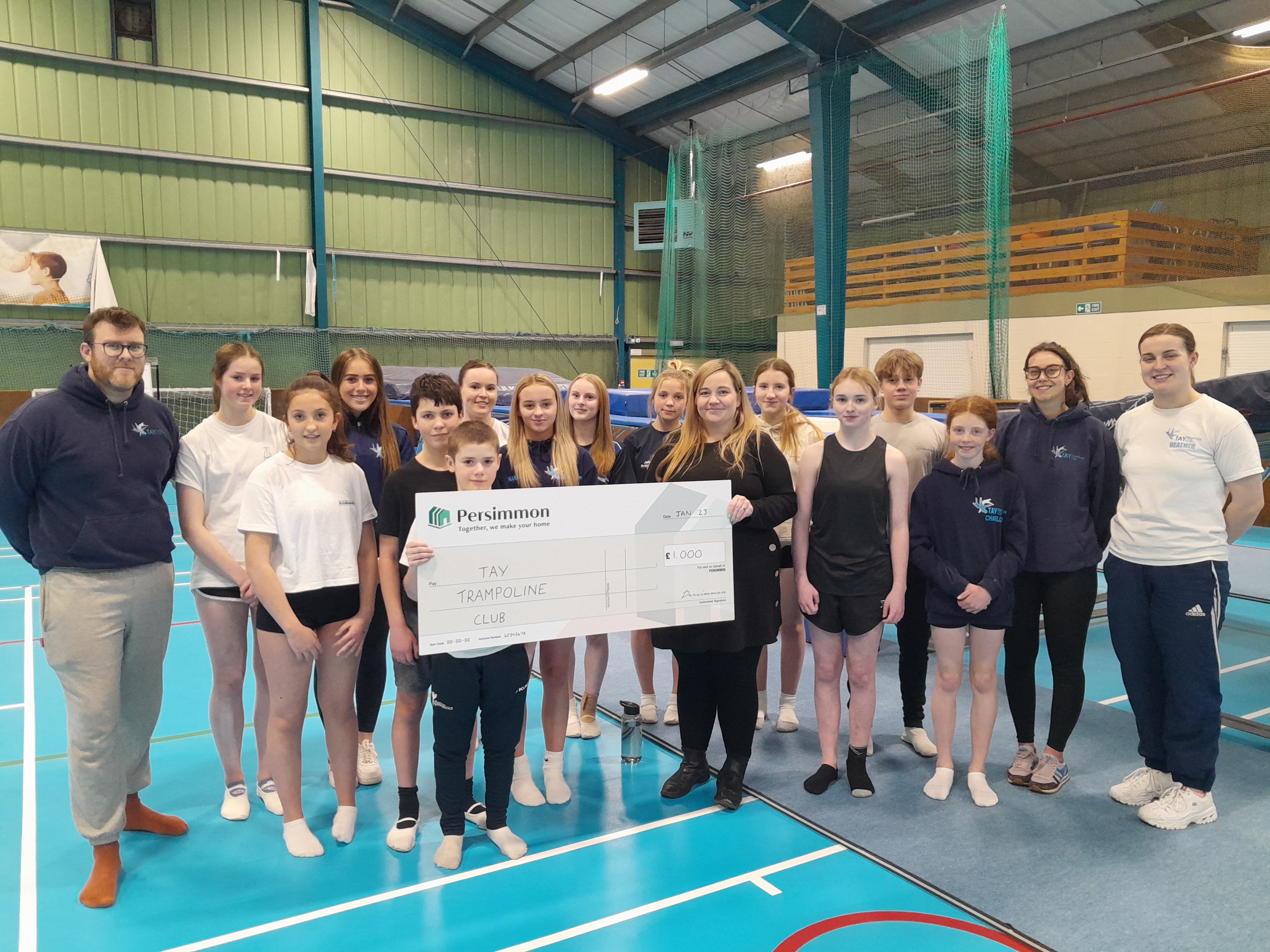 Tay Trampoline Club Presented With A Cheque By Persimmon North Scotland