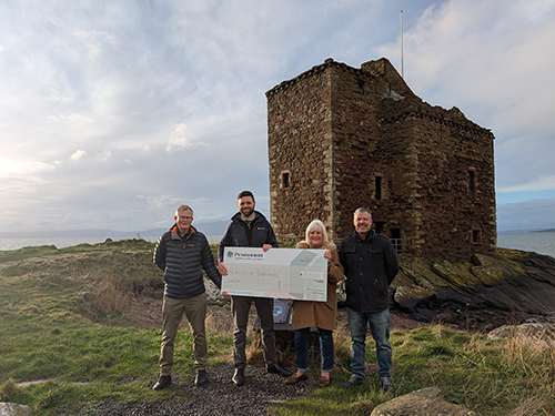 Jack Sloss And Cllr Todd Ferguson Present Friends Of Portencross Castle With A Cheque