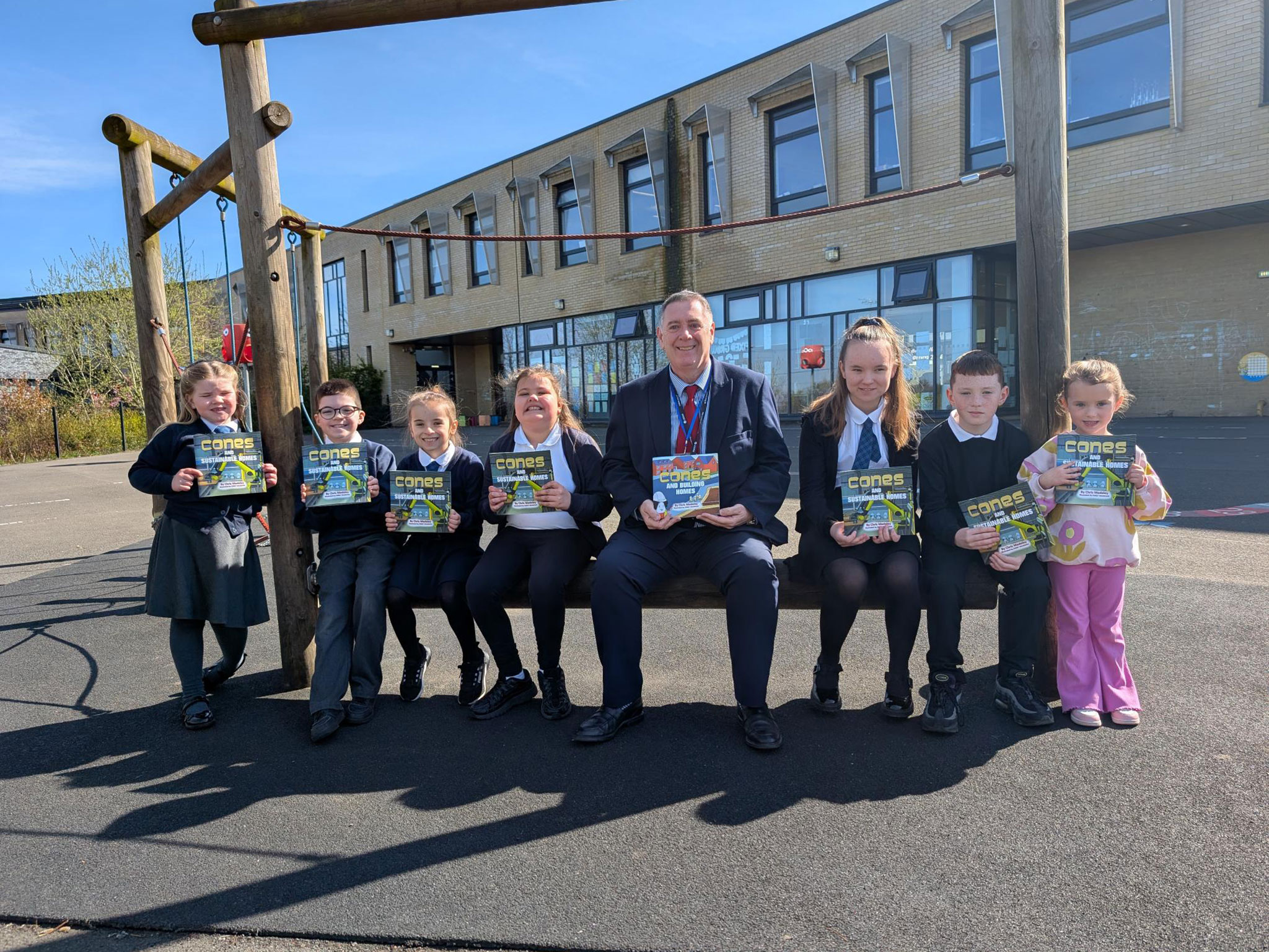 Cllr Michael Ncbride Alongside Primary Pupils From Orchard Primary