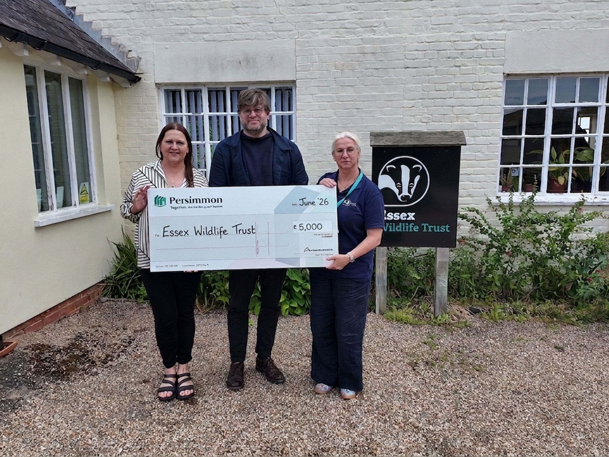 Essex Wildlife Trust with cheque
