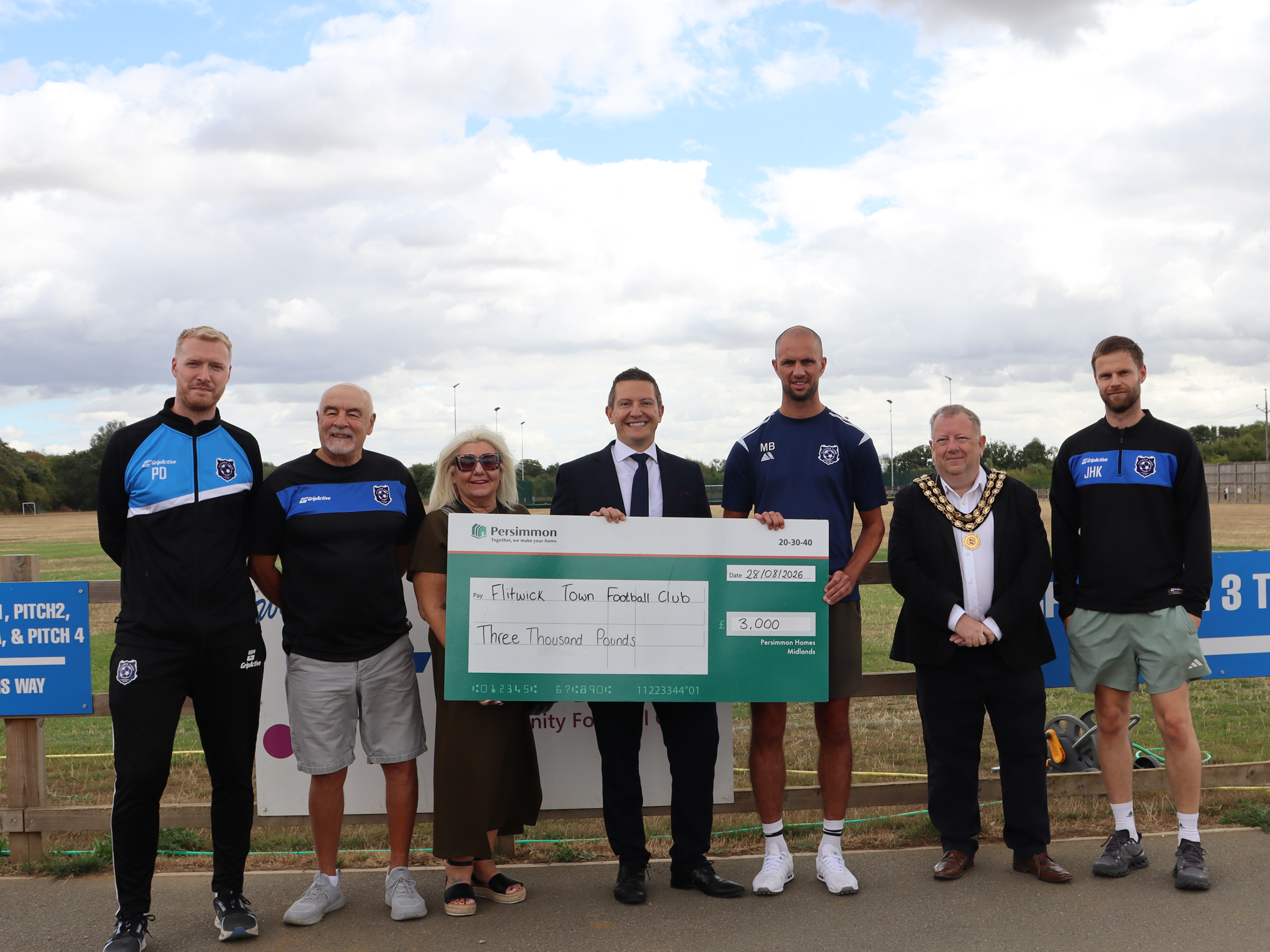 Local grassroots football club scores community donation in Flitwick