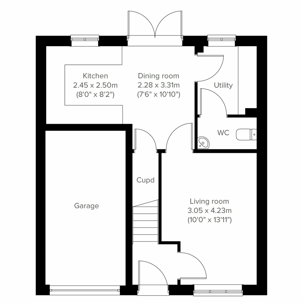 Ground‑floor layout of the Kingley home at Warren Park with garage and living areas.