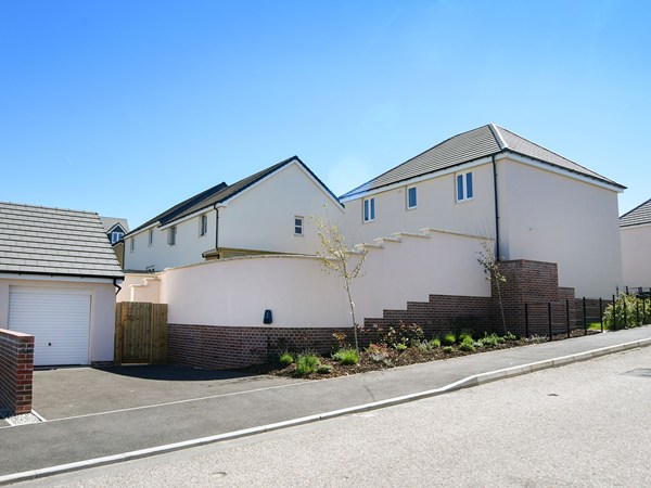 Rear view of the Brampton new build home at Trehenlis Gardens.