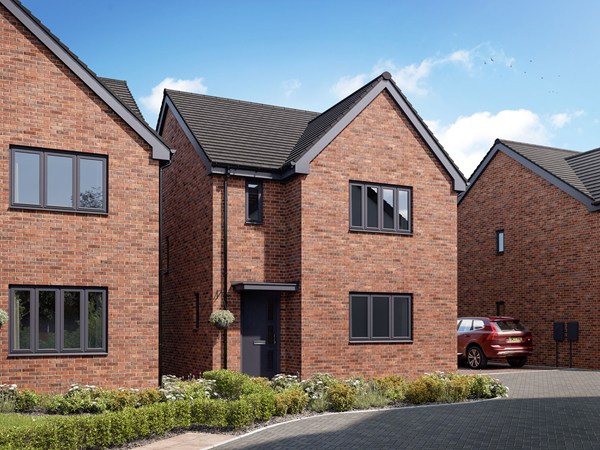 Side view of the Sherwood new build home at Pen y Castell.
