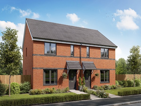 Front view of the Danbury new build homes at Ashworth Place.