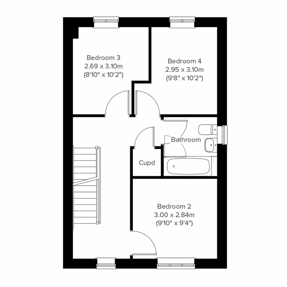 First-floor layout of the Kennett home at Nutwell Grange, Doncaster.