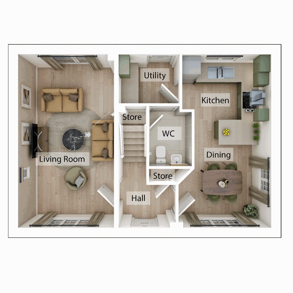 3D - Ground floor floor plan