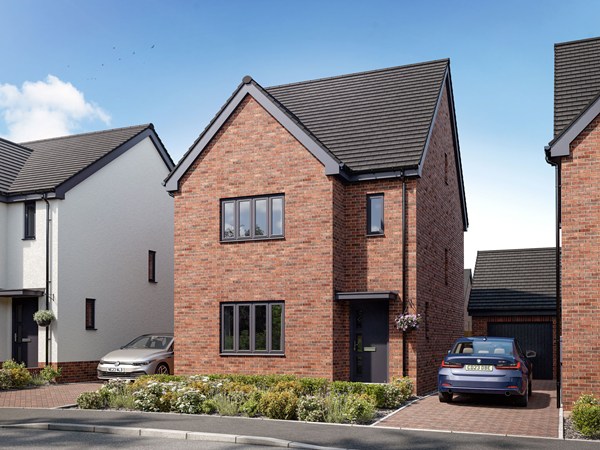 Side view of the Greenwood new build home at Pen y Castell.