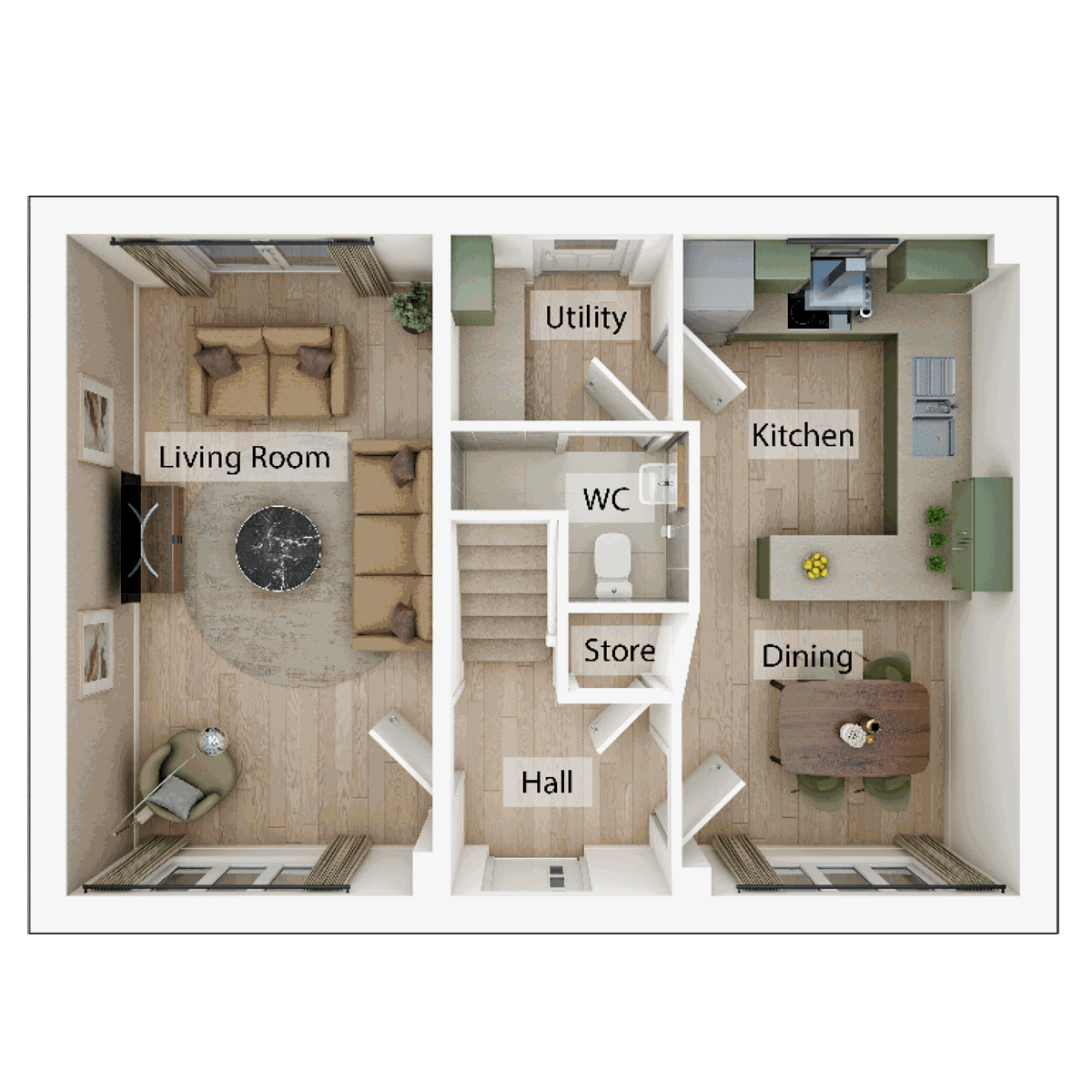 3D - Ground Floor floor plan