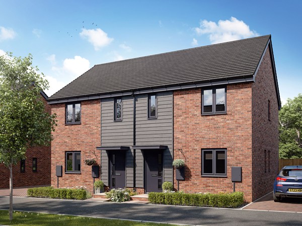 Side view of the Danbury new build home at Pen y Castell.