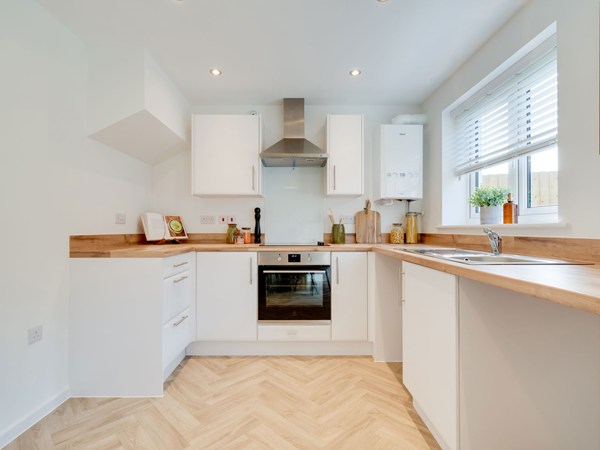 New build kitchen white elements.
