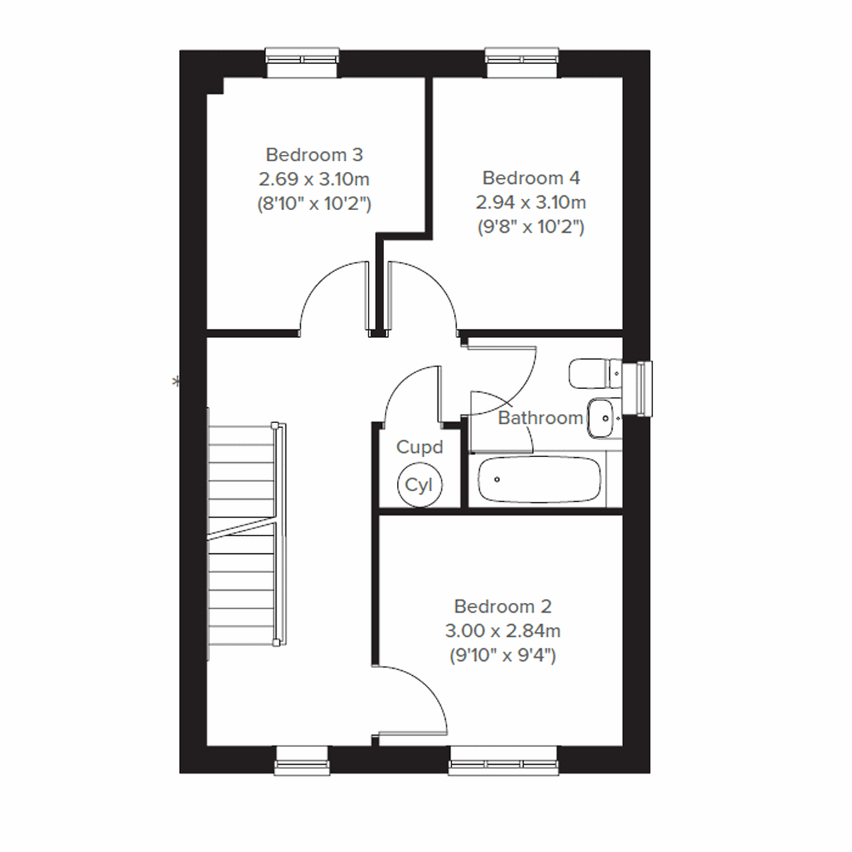 First floor plan of the Kennet at Bodmin.