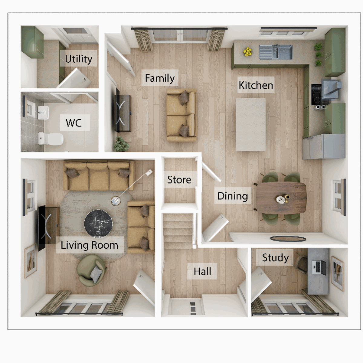3D - Ground Floor floor plan
