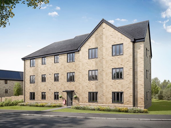 Three-storey apartment building at Lakedale with landscaped frontage.