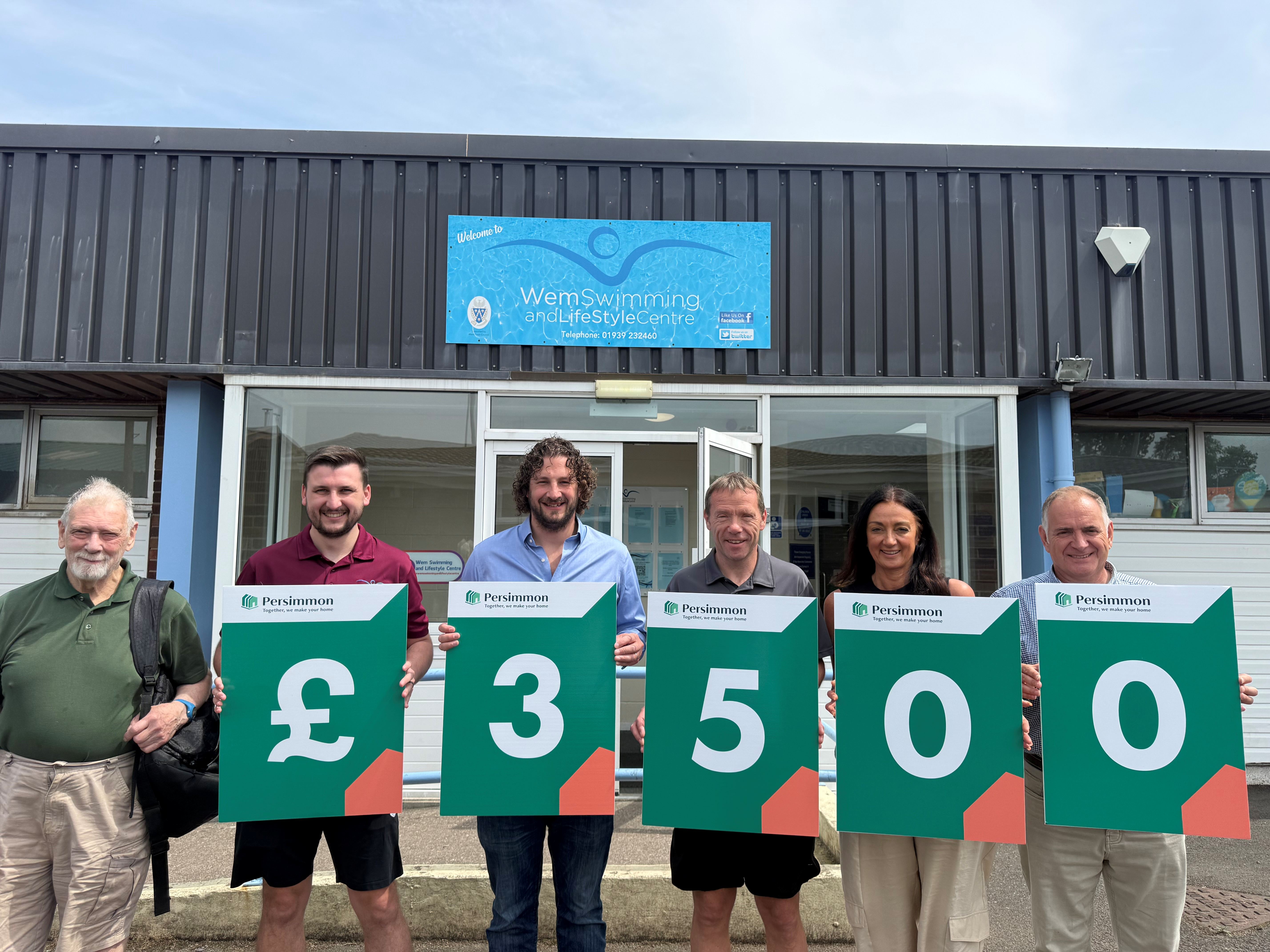 Wem Swimming & Lifestyle Centre with Persimmon donation of £3500