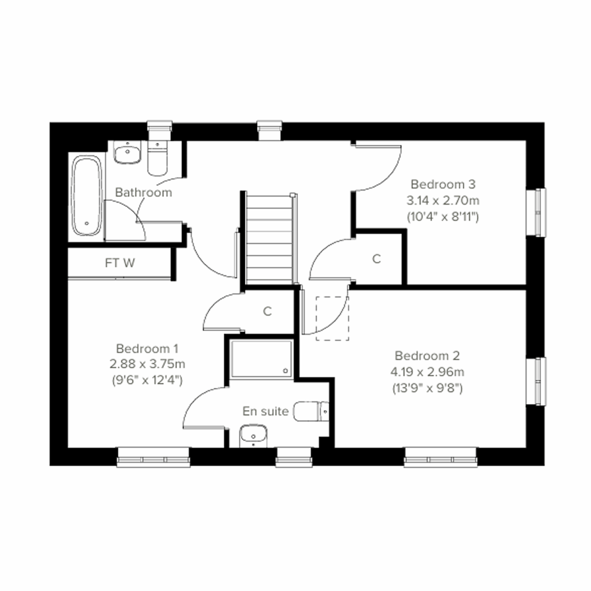 Floor plan Barndale first floor for Bluebell Meadow.