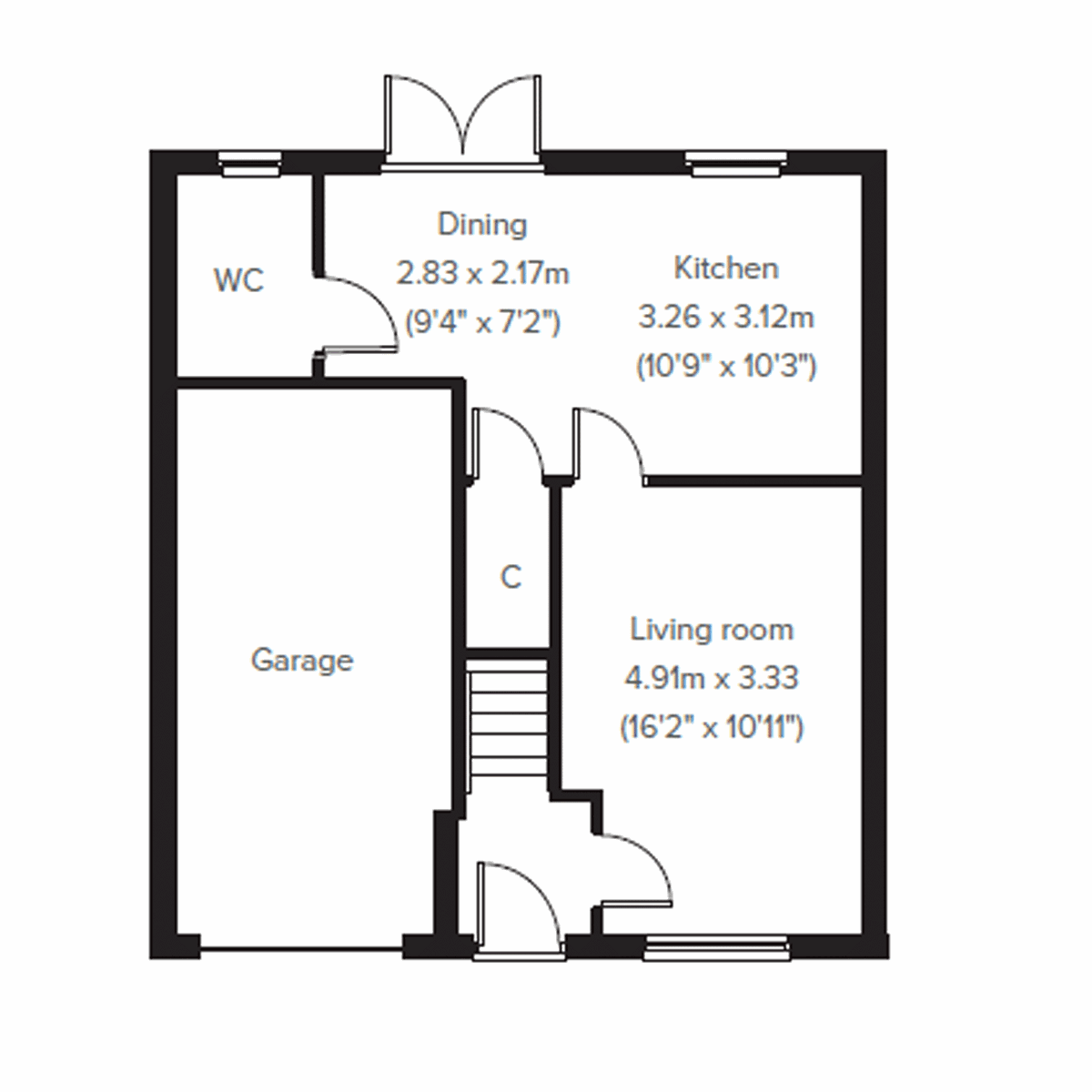 Floor plan of a four bedroom home at Persimmon Homes Bluebell Meadow development