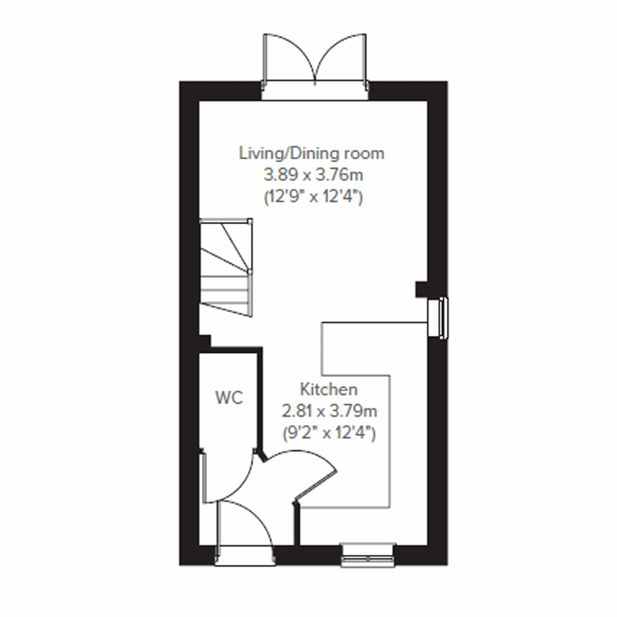 Alnmouth 2 bed floor plan new build trevithick manor park ground floor