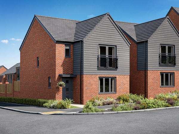 Front view of the Sherwood new build home at Llys Pentre.