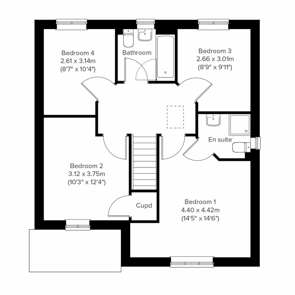 First-floor layout of the Burnham home at Nutwell Grange, Doncaster.