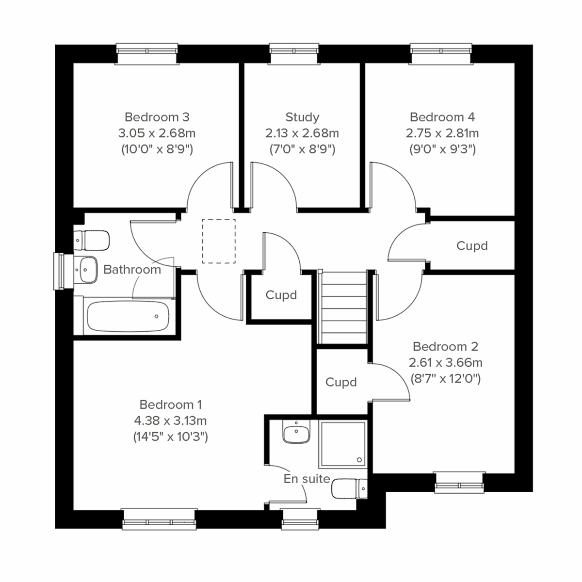 First-floor layout of the Kielder home at Nutwell Grange, Doncaster.