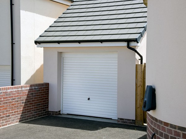 Garage view at the Brampton new build home at Trehenlis Gardens.
