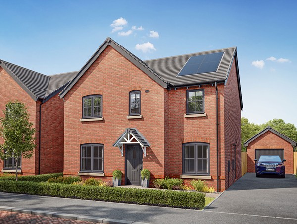Front view of a four bedroom home the kielder.
