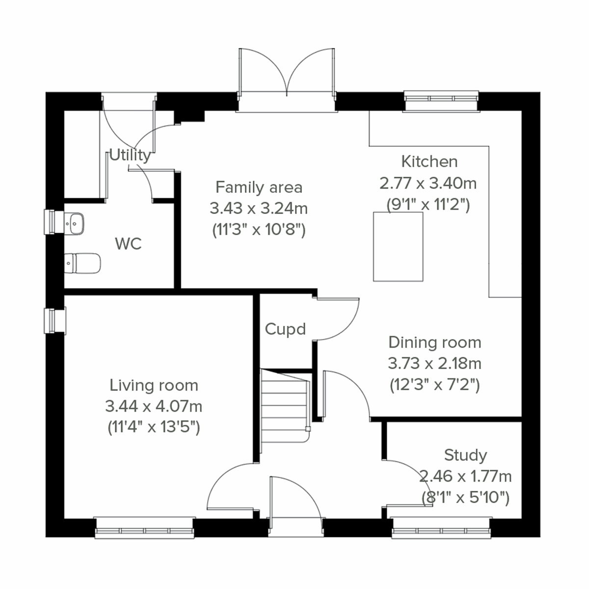 Ground-floor layout of the Brightstone home at Nutwell Grange, Doncaster.