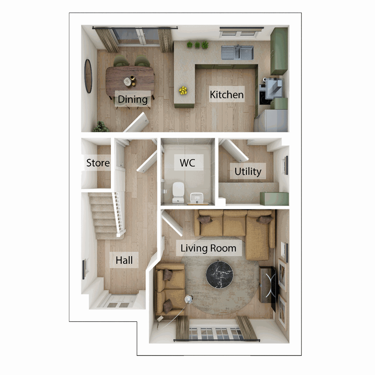 3D - Ground floor  floor plan