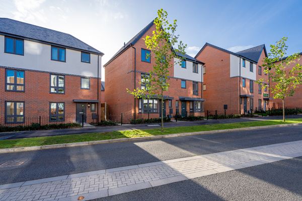Row of red brick Persimmon new build houses