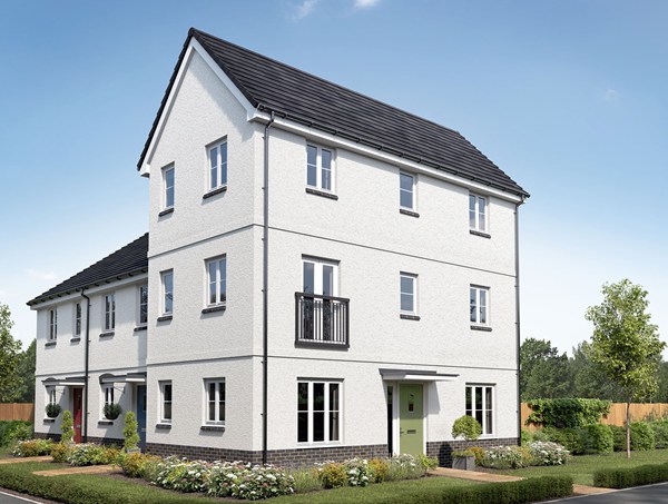 Front view of The Ashdown Corner home at Kemeneth with planted frontage.